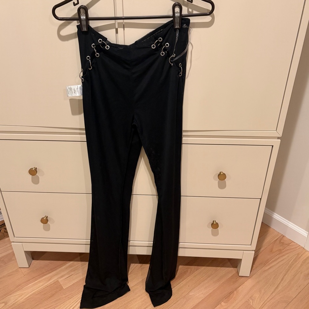Stylish Black Lace-Up Women's Flare Pants